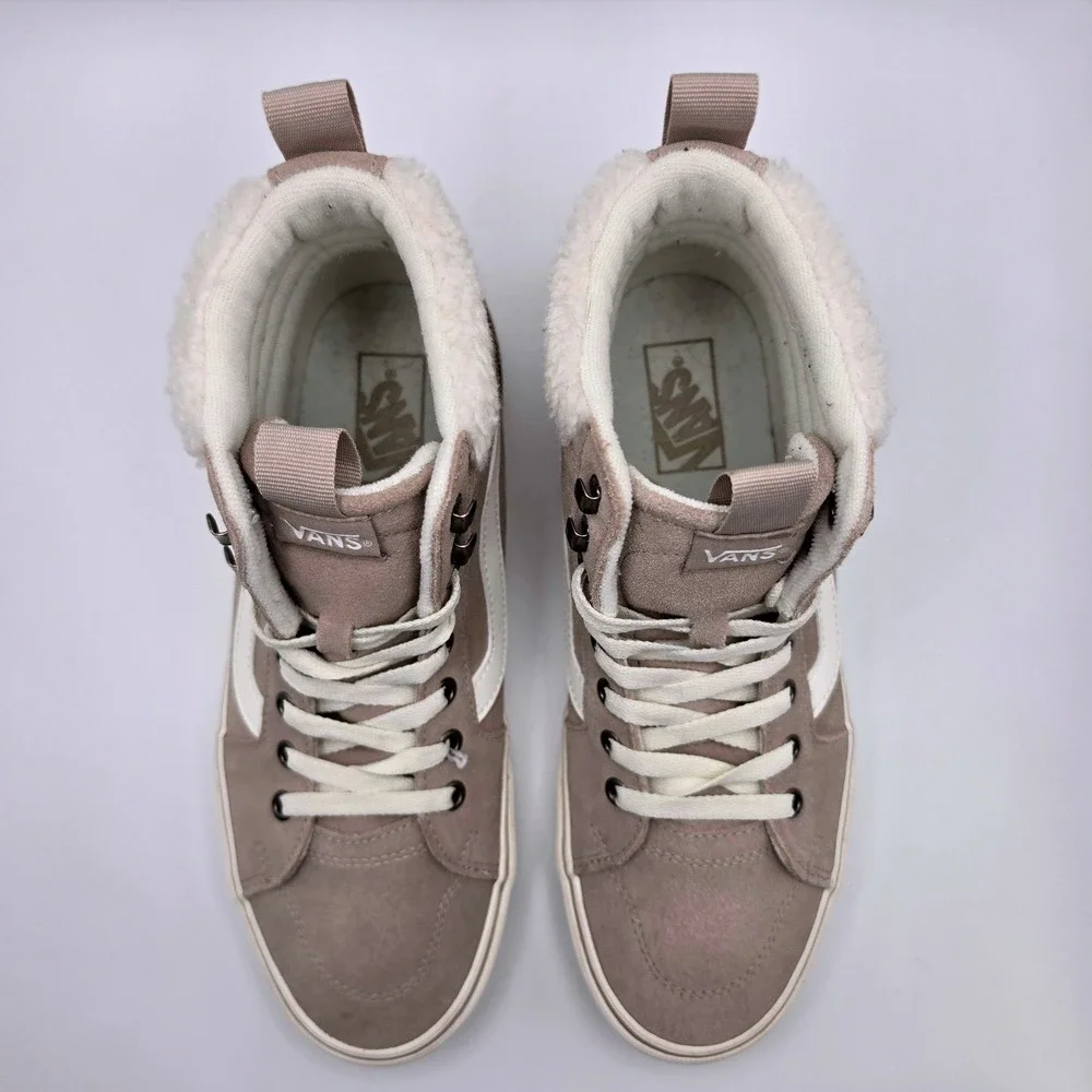 Vans Sk8-Hi MTE Vansguard Women Size 10 Taupe Excellent Suede Sherpa Sneakers